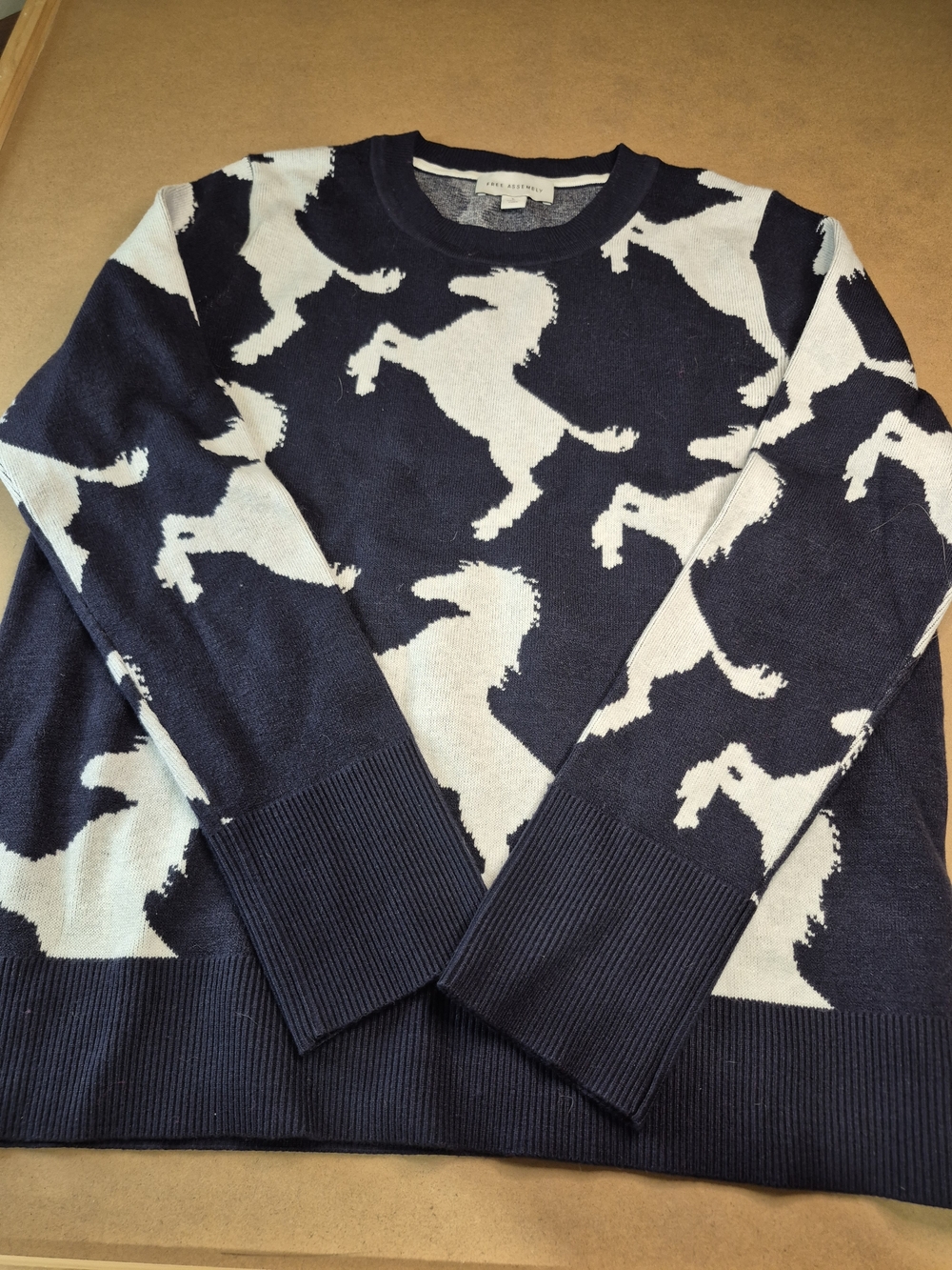 Horse Motif Crewneck Sweater